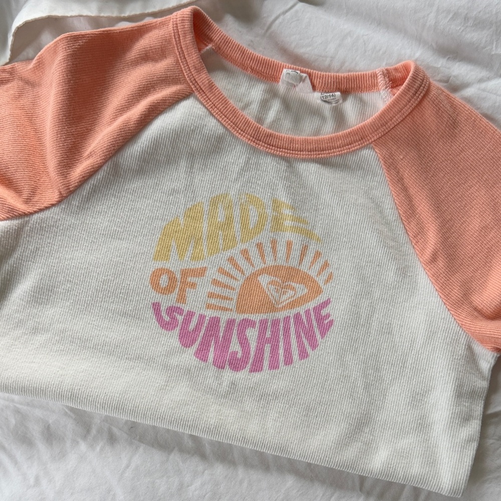 Roxy Kids Peach and Cream Raglan Tee